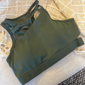 Olive Green High Neck Sports Bra